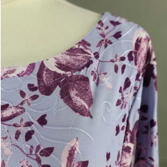 JM Collection Lavender Floral Jacquard Tunic Top Womens XL Boho Cottagecore NWT - Picture 6 of 10